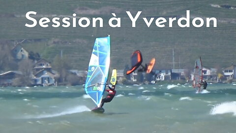 Session à Yverdon : Windsurfing west side of lake Neuchatel in Switzerland