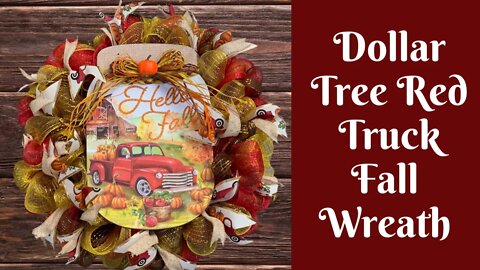 Dollar Tree Fall Crafts: Dollar Tree Red Truck Fall Wreath