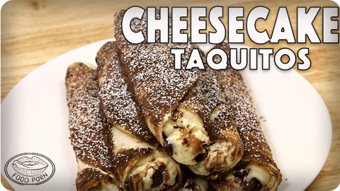 Creamy cheesecake taquitos with chocolate chips