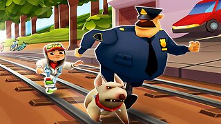 Chasing The Cop and the dog in Subway Surfer