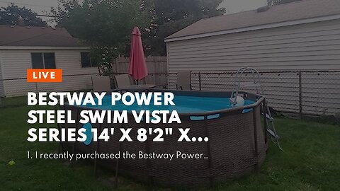 Bestway Power Steel Swim Vista Series 14' x 8'2" x 39.5" Oval Frame Above Ground Swimming Pool...