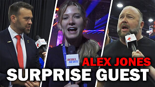 Alex Jones talks to Rebel News after surprise appearance at Turning Point Action event