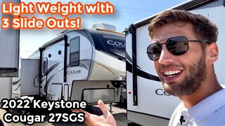 Light Weight 5th Wheel with 3 Slide Outs | Huge Living Space! 2022 Keystone Cougar 27SGS