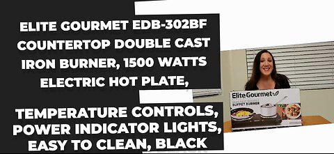 Elite Gourmet EDB-302BF Countertop Double Cast Iron Burner