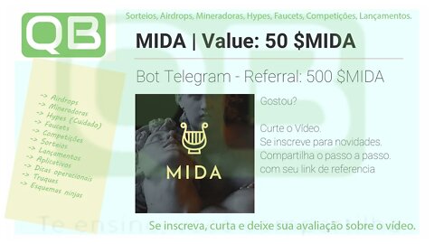 Airdrop - Bot Telegram - MIDA - | Value: 50 $MIDA | Referral: 500 $MIDA