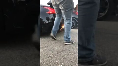 Car catches fire 2 stepping #cars #jdm #nissan #370z #350z #fy #fyp #2stepping