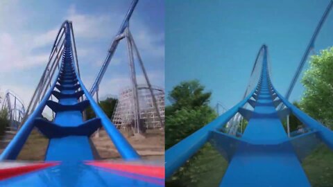 Side by side POV comparison of Orion at Kings Island