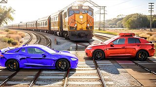Cars vs Train Tracks ▶️ BeamNG Drive
