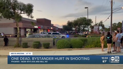 One dead, bystander injured in shooting at north Phoenix strip mall