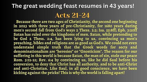 Acts 21-24 Satan pretends to be God & convinces us, like Saul that Christ doesn't have all authority