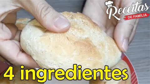 Pão francês com 4 ingredientes - super fácil e rápido