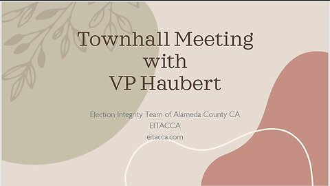 Alameda County BoS VP Haubert Town Hall w/ EITACCA