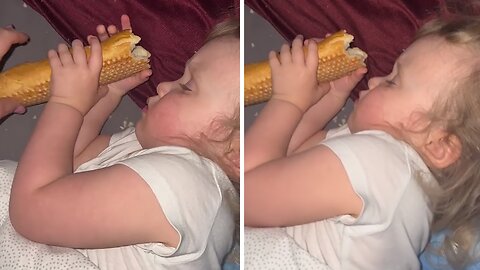Girl's Love For Bread Is So Strong She Falls Asleep Holding Loaf