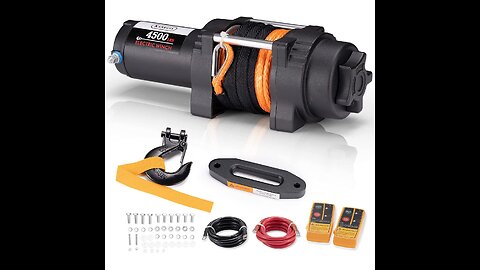 AC-DK 4500 lb. Electric Synthetic Rope ATVUTV Winch Kits, DC 12V Wireless Winch for Towing Off...