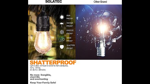 SUNTHIN Outdoor String Lights, 2 Pack 48ft Patio Lights with Bright 2W Shatterproof LED Bulbs f...