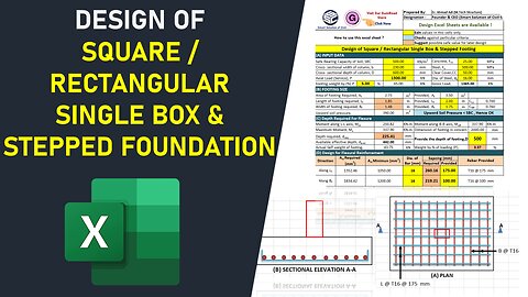 How to Design Square, Rectangular Single Box & Stepped Foundation | Advance Excel Sheet | Scheduling & Detailing | Civil Engineering