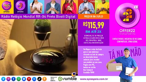 Rádio Relógio Mondial RR-04 Preto Bivolt Display Digital Loi