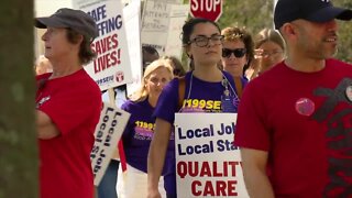 Health care workers picket for a change
