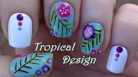 Easy Tropical Nail Art Idea