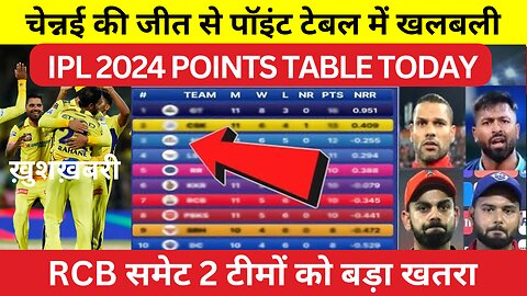 चेन्नई के जीत के बाद IPL 2024 के Points Table में मचा बवाल | Mi DC RCB बाहर | IPL Points Table 2024