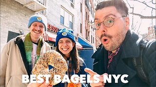 New York City LIVE: Exploring Best Bagels in Uptown Manhattan w/ Marathon Walkers: Mike & Jessi