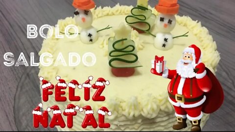 Especial de Natal 02 - Bolo Salgado de Natal,Pão de ló Salgado, Recheio,Cobertura - RECEITA DE NATAL
