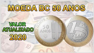 MOEDA BC 50 ANOS - BANCO CENTRAL 50 ANOS - QUANTO VALE EM 2020 VALOR ATUALIZADO E MAIS DETALHES