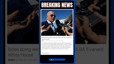 Breaking News: Biden doing well, likely infected with BA.5 variant: White House #shorts #news