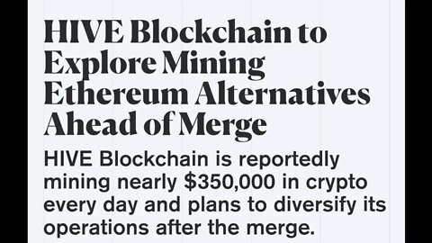 HIVE Blockchain to Explore Mining Ethereum Alternatives Ahead of Merge #cryptomash #blockchain