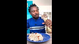Dude is eating bones and rice