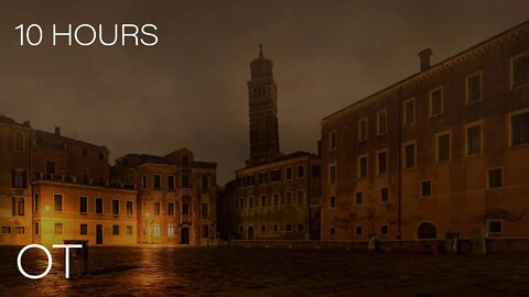 A Lonely Night on the Square | Windy Night in Venice | Relaxing Wind, Fog & Blowing Leaves| 10 HOURS