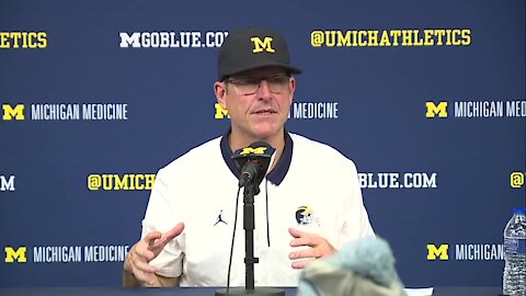 WATCH: Jim Harbaugh speaks after Michigan beats Ohio State 42-27 on 11/27/2021