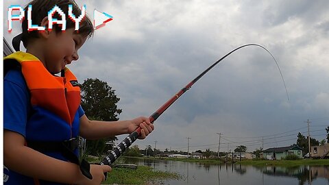 Old school cane pole fishing - with a kid!