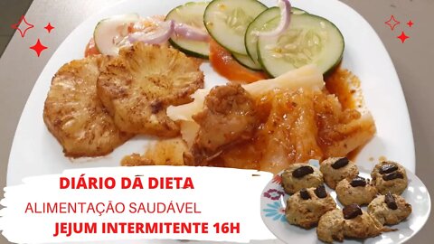 DIÁRIO DA DIETA #13--ALIMENTAÇÃO SAUDÁVEL- JEJUM INTERMITENTE DE 16H-RECEITA DE BISCOITO FIT