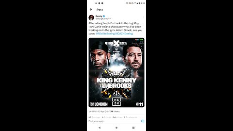 King Kenny To Face Adam Brooks May 11