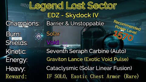 Destiny 2 Legend Lost Sector: EDZ - Skydock IV on my Warlock 11-26-22