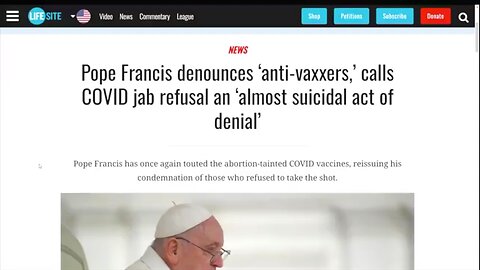 NWO: Pope Francis denounces the unvaccinated