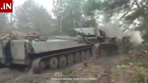 Ukrainian Forces Captured Russian T-72 Tank And BTR-80 #shorts