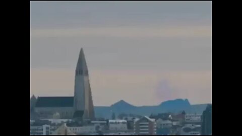 View of a volcano eruption in Reykjavik, Iceland.🇮🇸