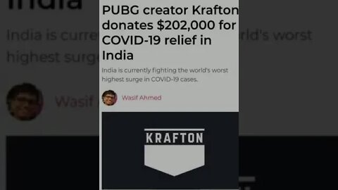 Krafton Donates $ 202,000 FOR COVID-19 Relief in India