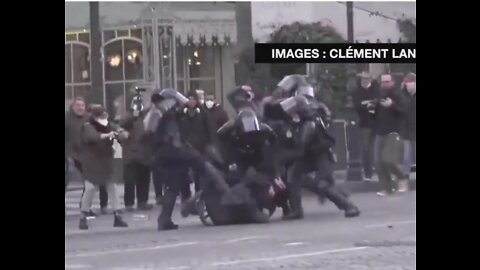 Paris, French police beat the sh&t out of peaceful protesters