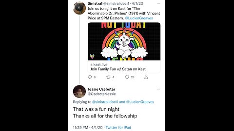 Jessie Czebotar: Satanic Temple TV & Satanic TV Movie Night X Posts/Tweets