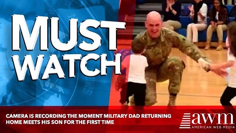 Camera Is Recording The Moment Military Dad Returning Home Meets His Son For The First TIme
