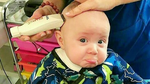 TRY NOT TO LAUGH - Babies haircut laughing or crying Belly baby!!