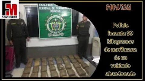 Popayán | Policía incauta 99 kilogramos de marihuana de un vehículo abandonado