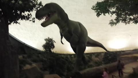 Kids Run Away Scared Of T-Rex