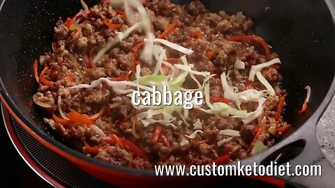 Keto Chili blackbean pork cabbage stir fry