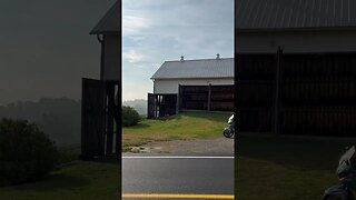 Tobacco barn in scenic Lancaster county Pennsylvania: motorcycle ride