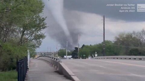 Tornado Heavily Damages Homes & YMCA East Of Wichita, Kansas