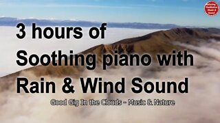 Soothing music with piano, rain and wind sound for 3 hours, relaxation music for tinnitus & insomnia